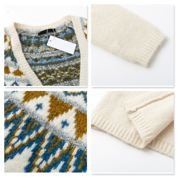 Tinsel Embellished Aztac Knit Open Cardigan - Picture 8 of 8